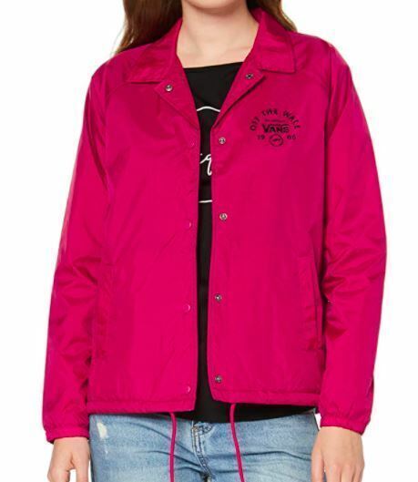 Vans Women's THANKS COACH Lightweight Logo Jacket Coat, Cerise, size XS