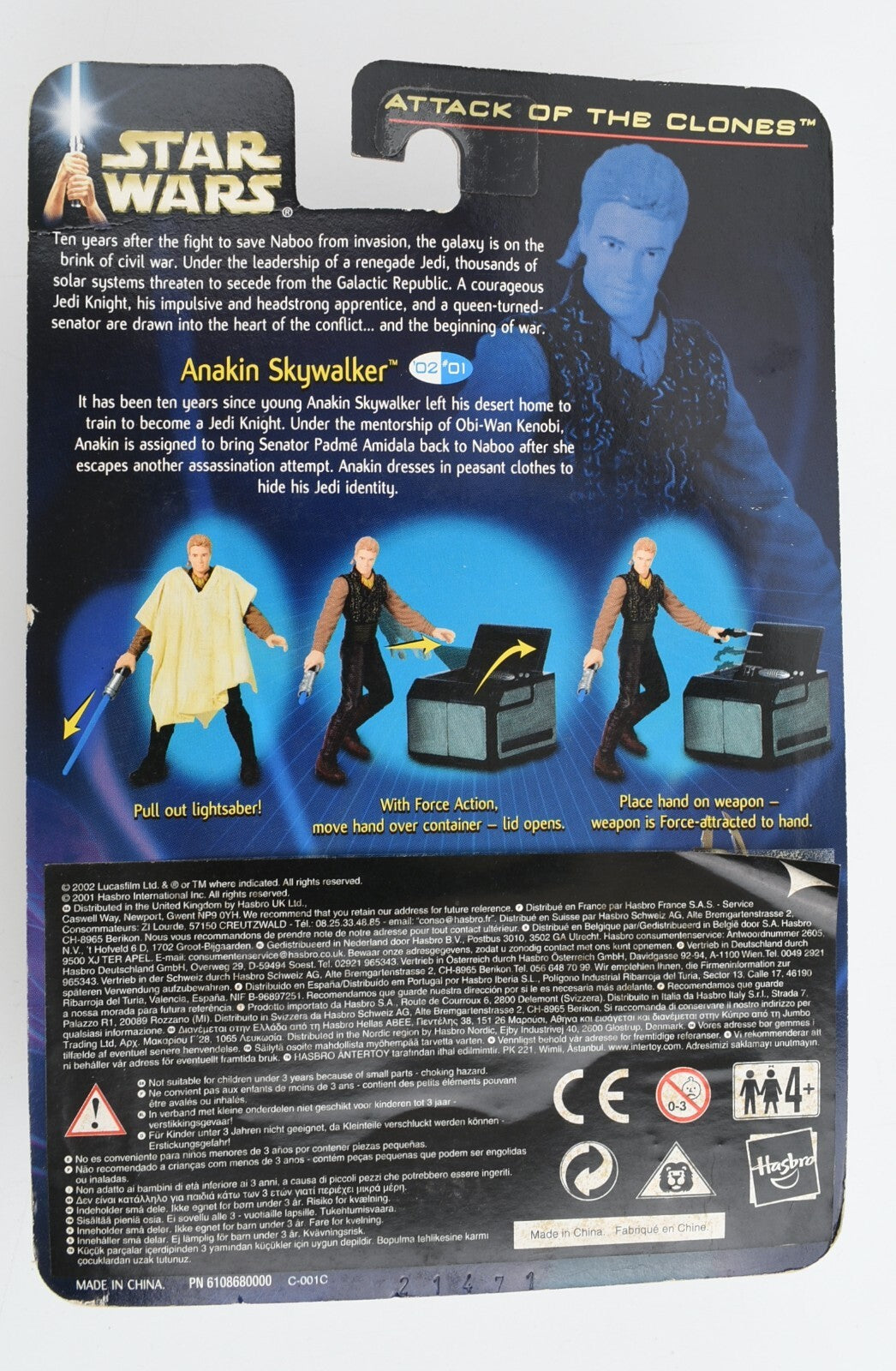 Star Wars: Attack Of The Clones - ANAKIN SKYWALKER (with Force Action!), Hasbro
