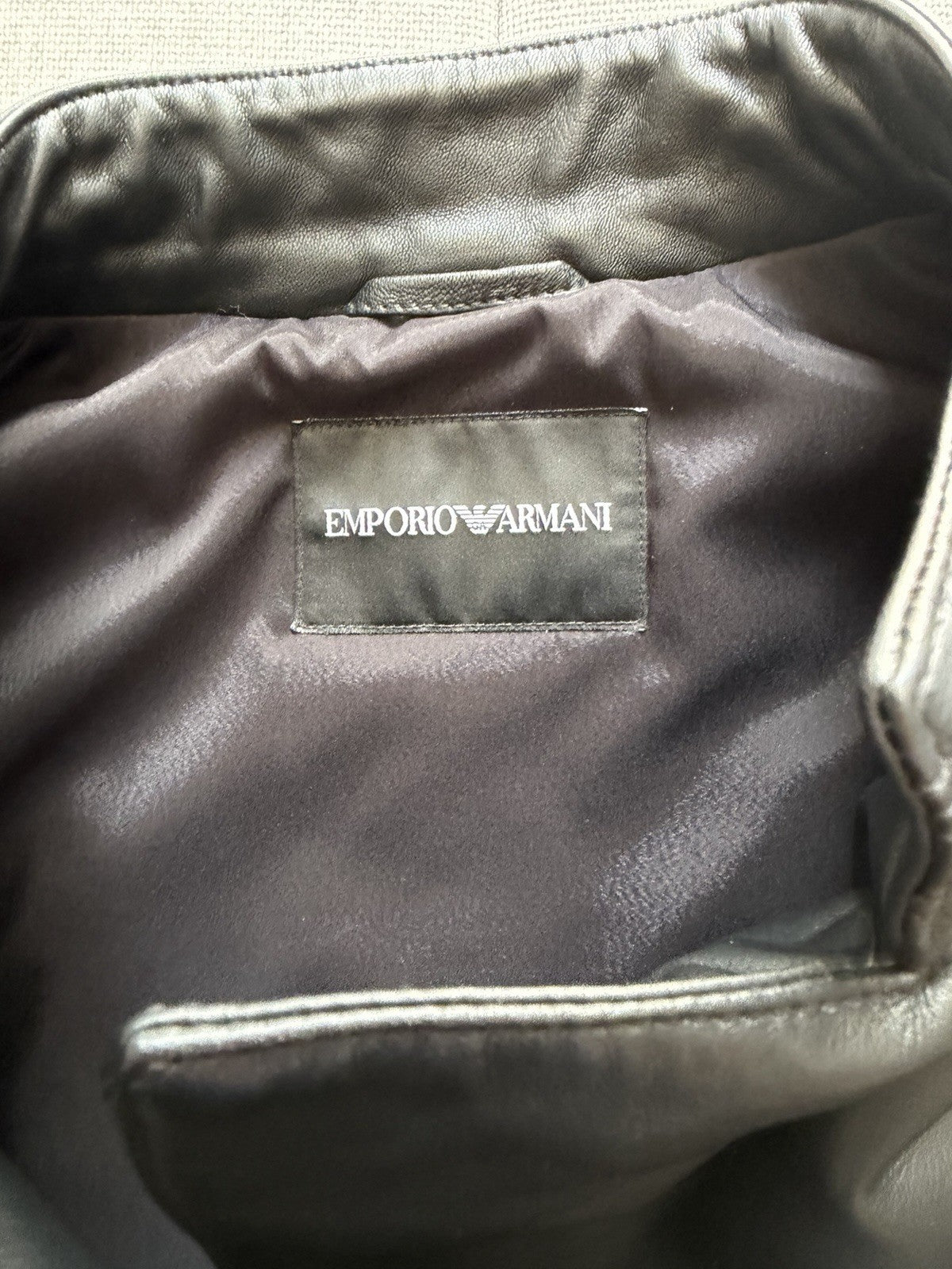 Womens Emporio Armani Leather Biker Jacket Size 8 Small