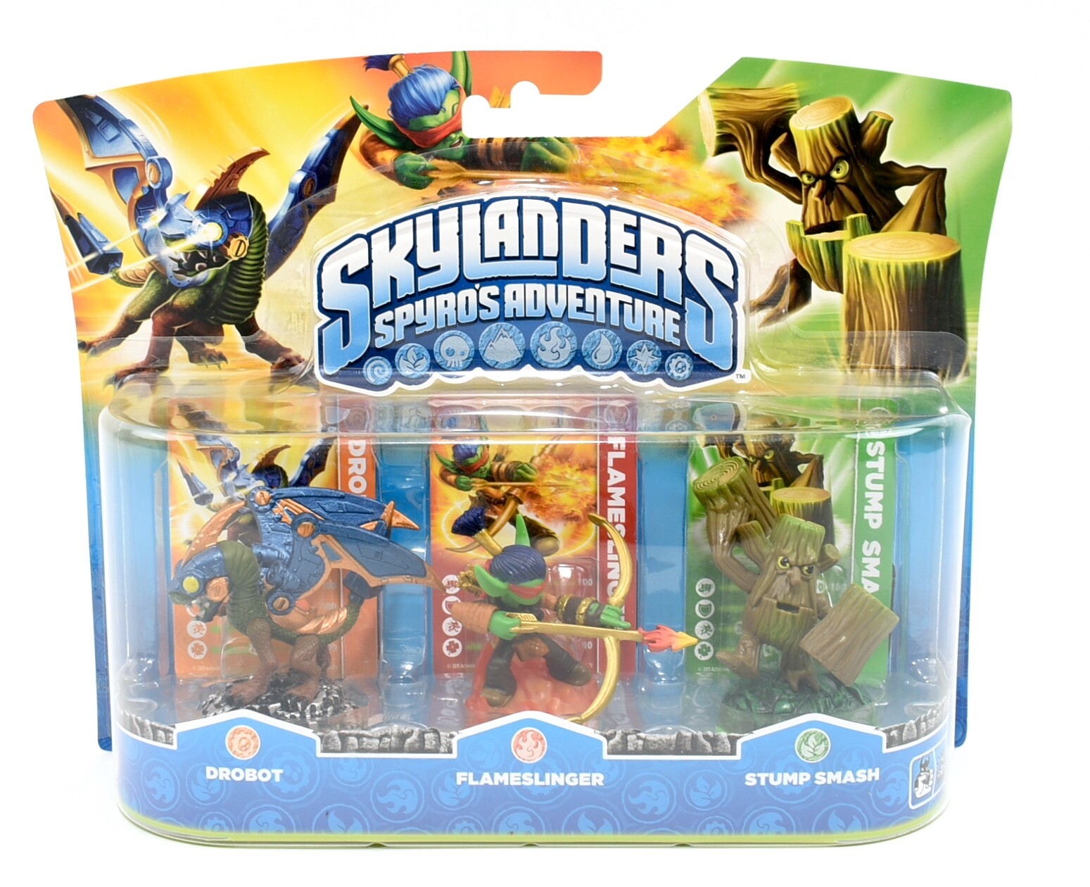 Skylanders Spyro's Adventure 3-Pk: Drobot, Flameslinger, Stump Stash *see descr*