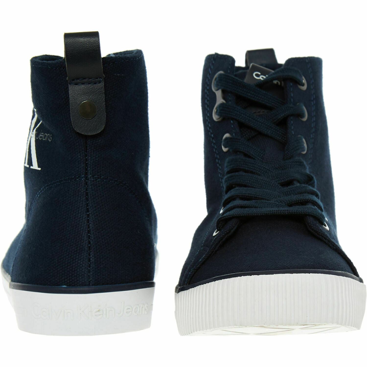 Calvin Klein Women's DOLORES Navy High Top Canvas Trainers, size UK 3 / EU 36