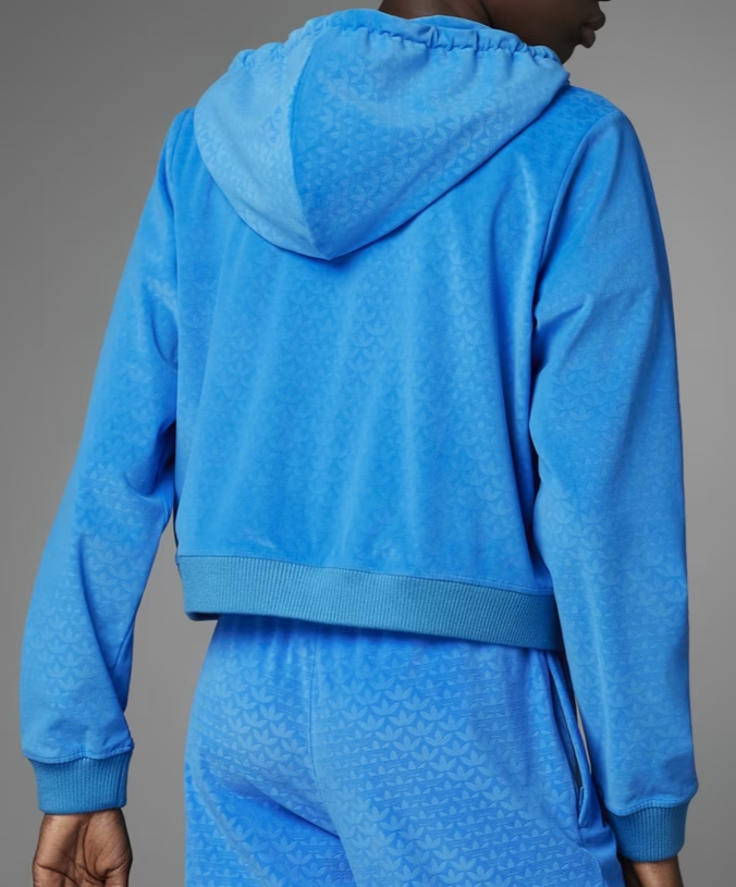 ADIDAS ORIGINALS ADICOLOR 70'S VELOUR ZIP CROPPED HOODIE  UK10 Small RRP £83