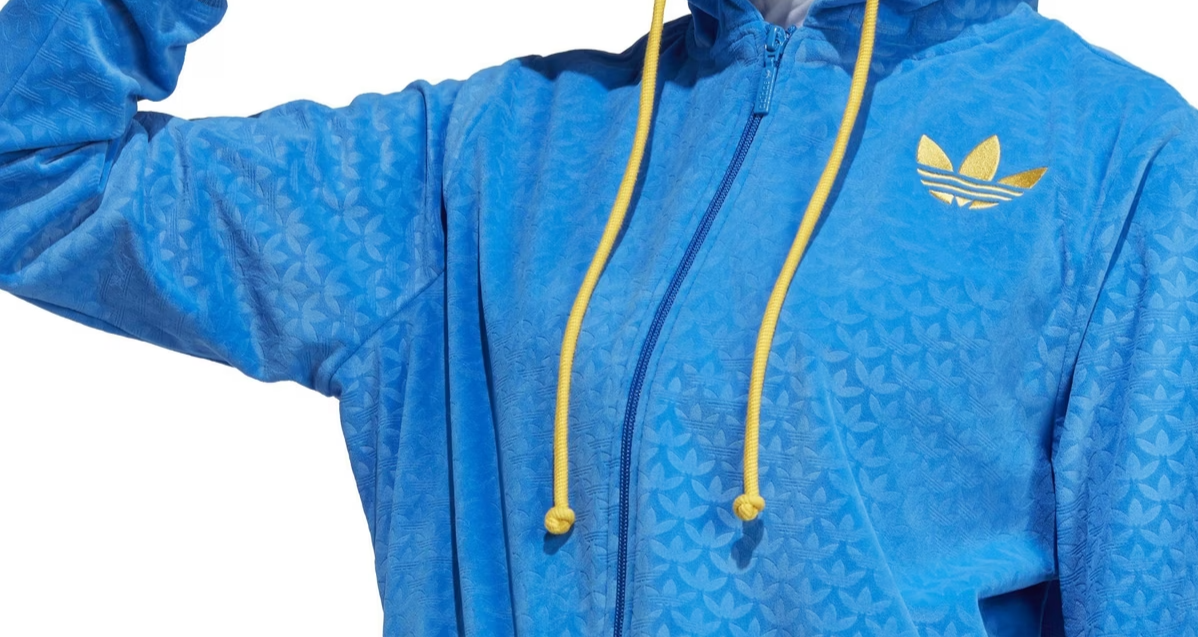 ADIDAS ORIGINALS ADICOLOR 70'S VELOUR ZIP CROPPED HOODIE  UK10 Small RRP £83