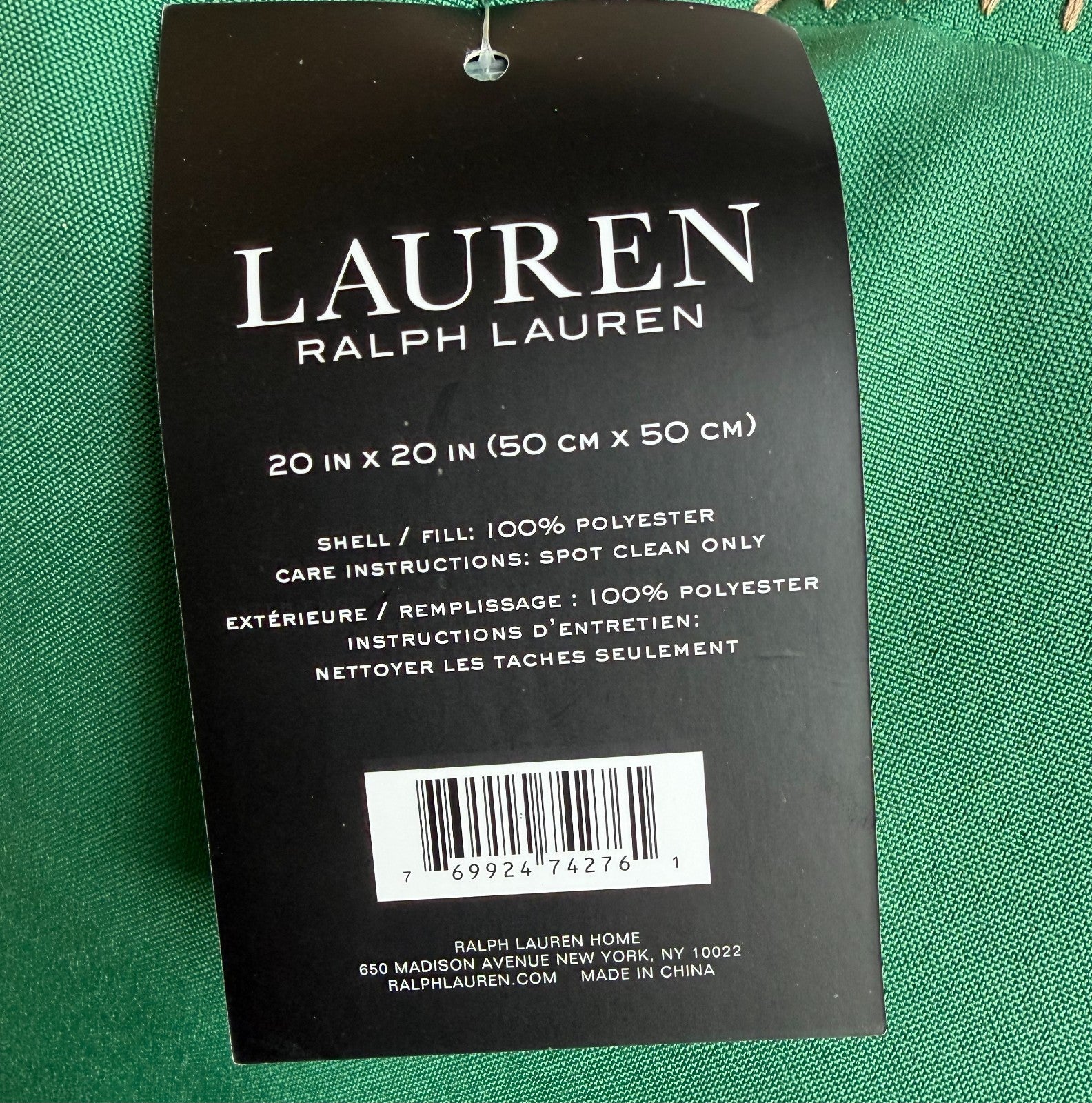 Lauren Ralph Lauren Green Eden Whipstitch Indoor/Outdoor Cushion 50x50cm