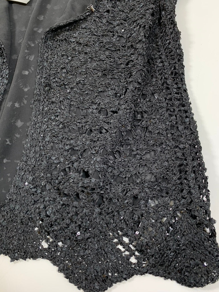 Casamia Women's Black Sequinned Knitted Short Sleeve Top size M
