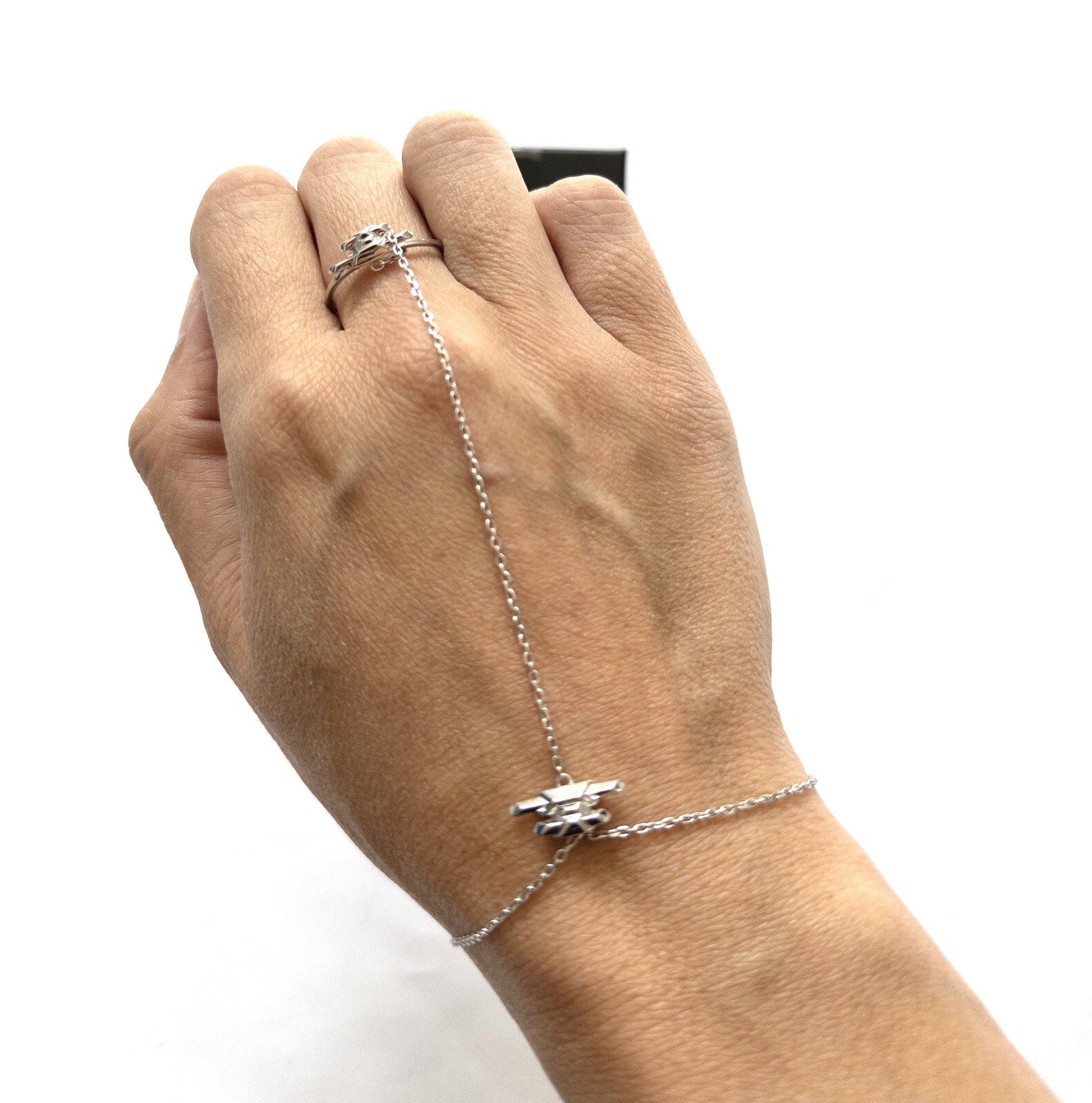 MARIA BLACK JEWELLERY Ring Chain Bracelet Silver One Size