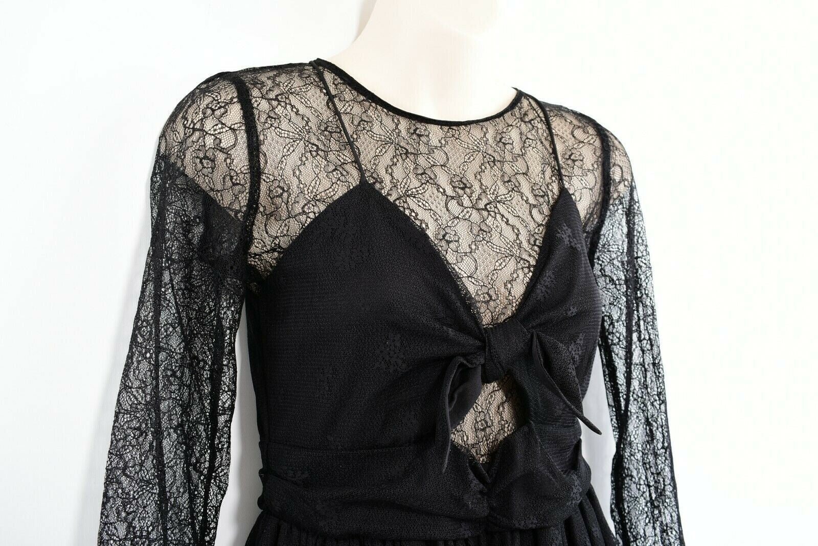 ZARA - TRAFALUC Collection Womens Black Lace Long Sleeve Mini Dress, size M