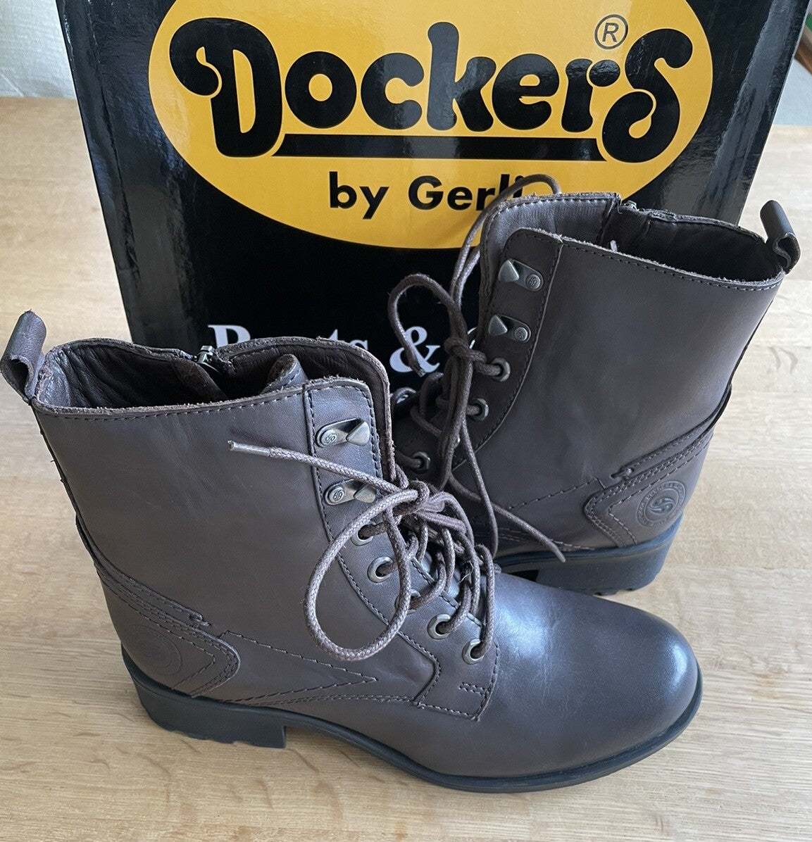 DOCKERS by Gerli - Women's Brown Genuine Leather Ankle Boots - size UK 5