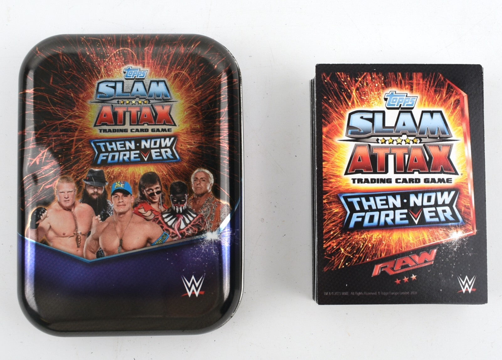 Topps Slam Attax Then Now Forever  ~ Trading Cards Bundle, Tin + 50 Cards
