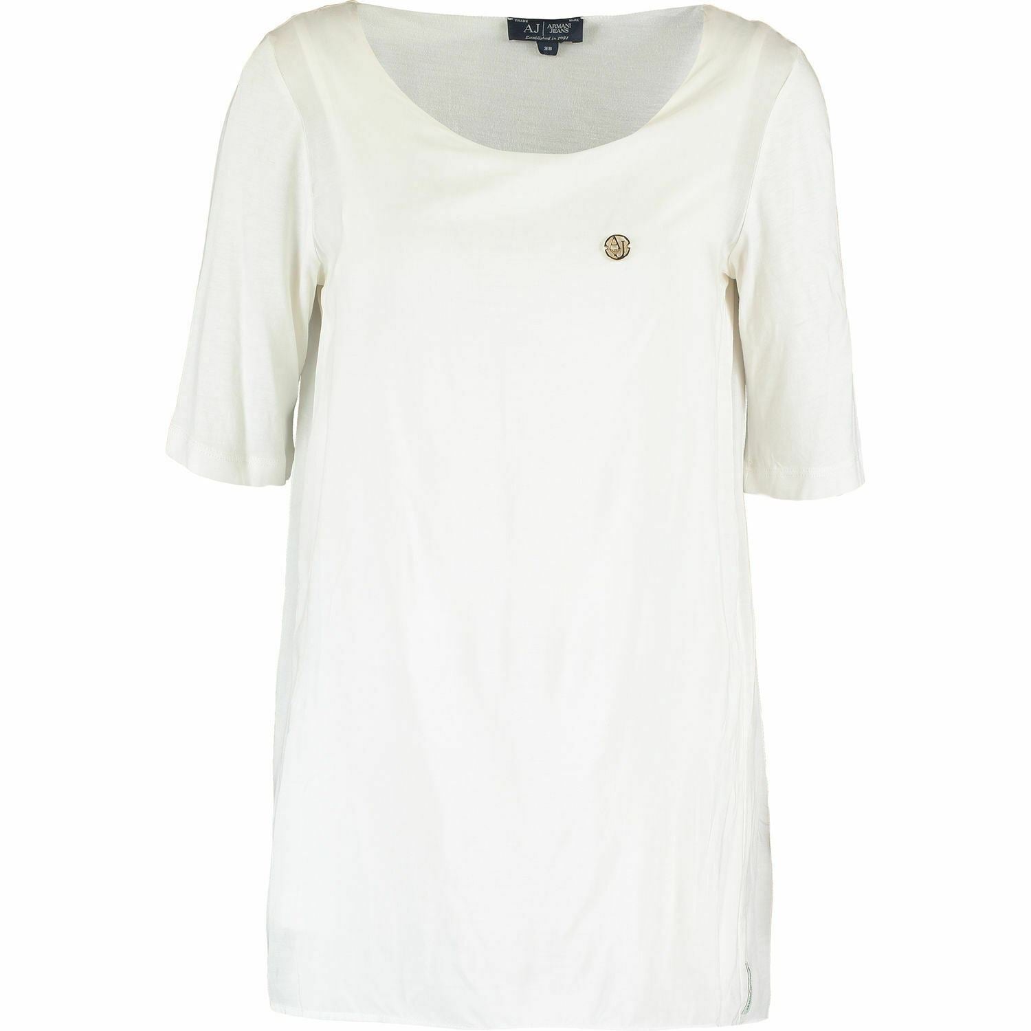 ARMANI JEANS Women's Bianco-White Three Quarter Sleeve Top, UK 14