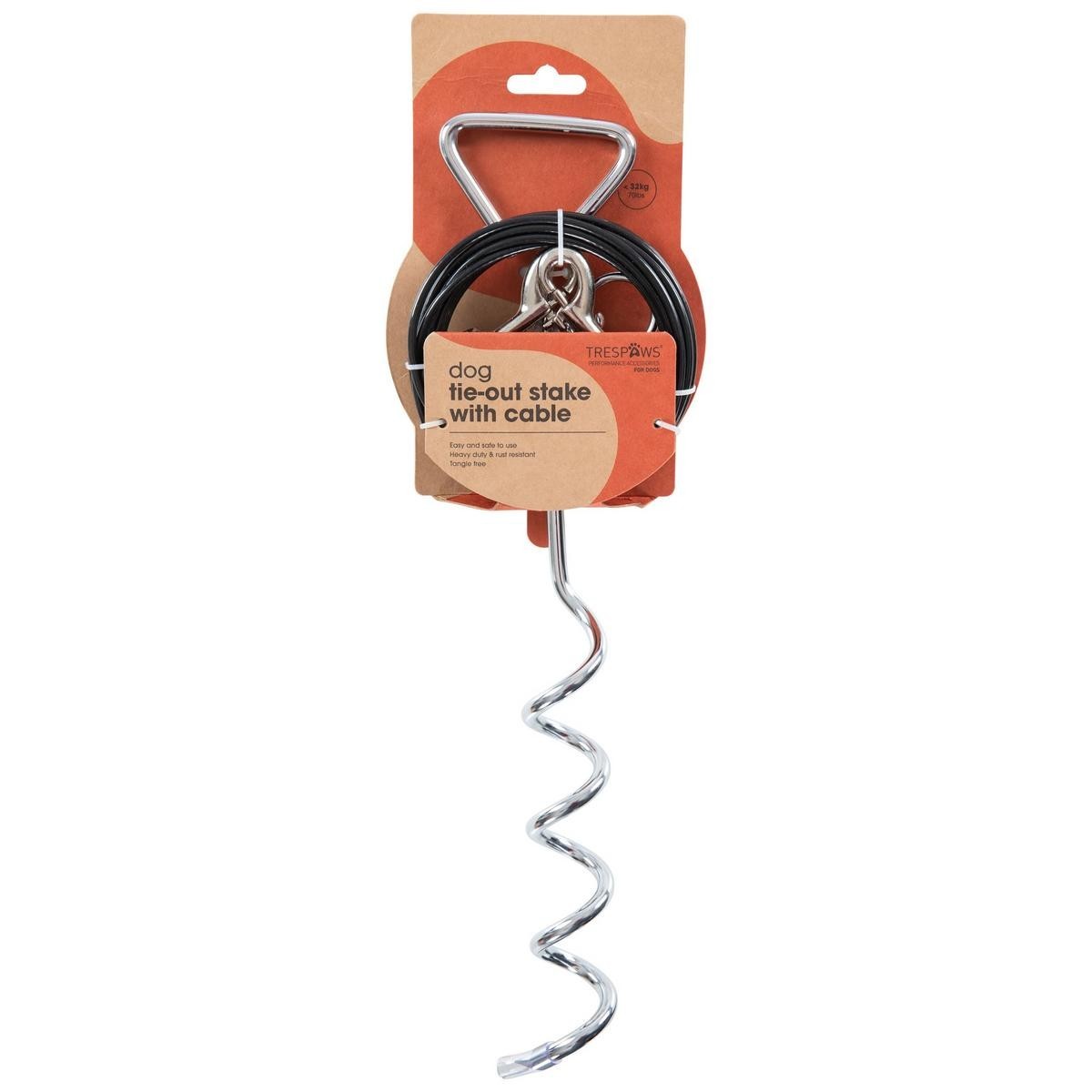 TRESPAWS DOG TIE OUT CABLE & STAKE SECURE CAMPING HOLIDAY GARDEN OUTDOOR 4.5m