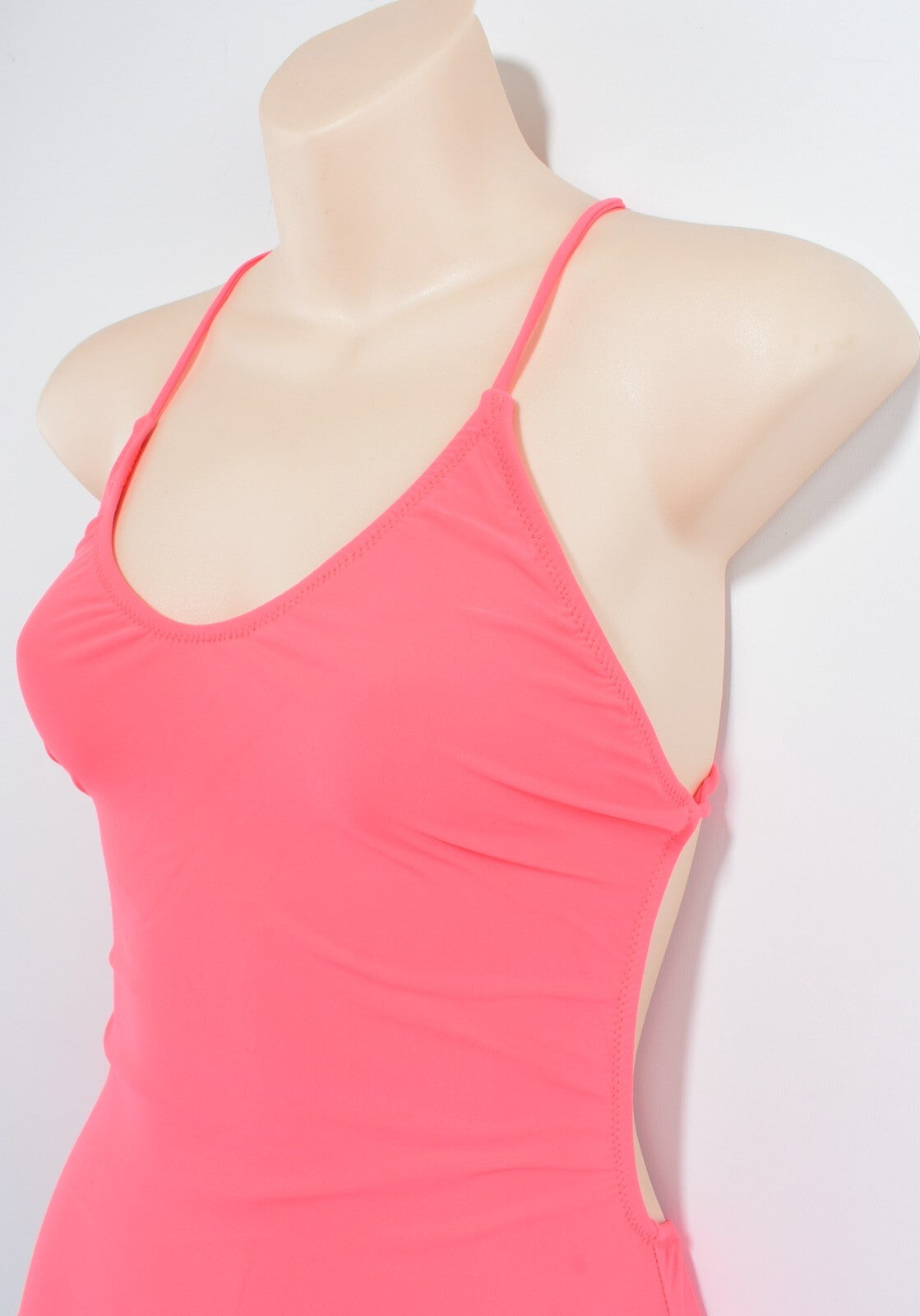 SUPERDRY Womens One-piece Open Back Swimsuit, Fluo Coral, size XS