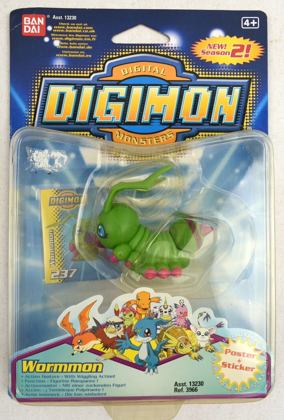 Digital Digimon Monsters - WORMMON - Vintage 90's Figure (by Bandai)   *RARE*