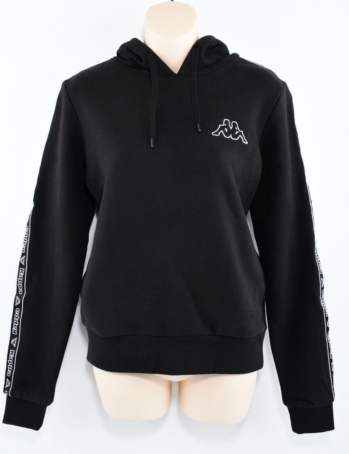 KAPPA Women's Logo Tape Hoodie, Hooded Sweatshirt, Black, size S (UK 10)