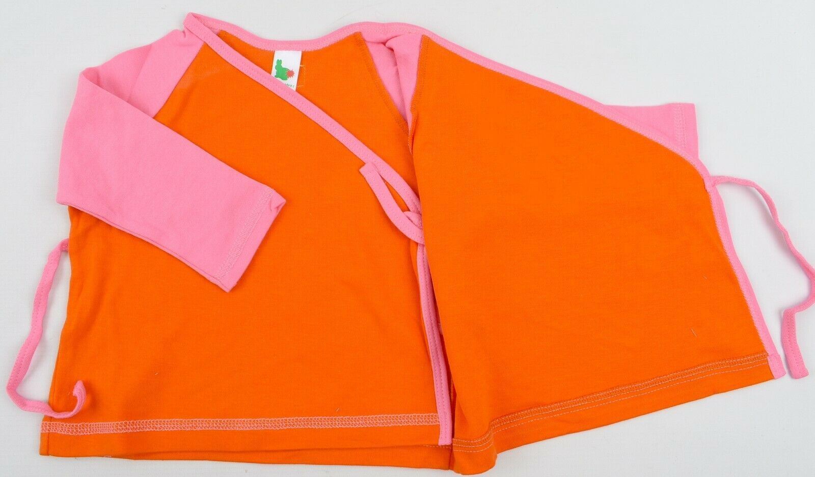 GREEN RABBIT Baby Wrap Around Top, Orange/Pink, MADE IN UK, size 0-6 months