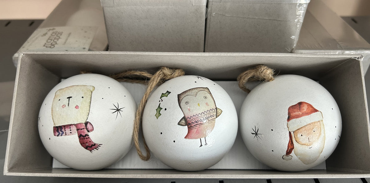 MAMAS & PAPAS Baby's First Christmas Set of 3 Wooden Baubles