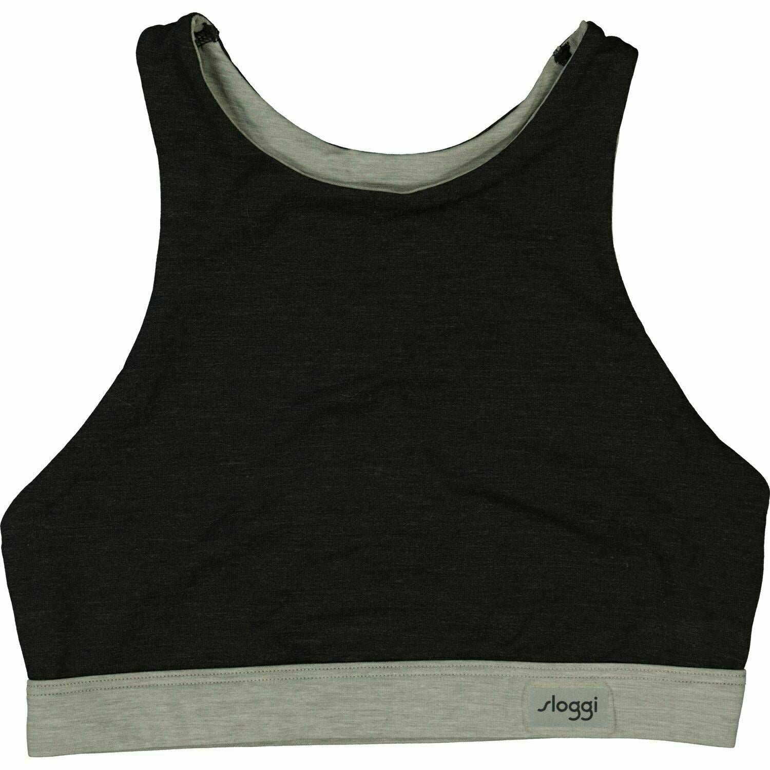 SLOGGI Women's Move Flow Crop Top, Charcoal Grey, size XS