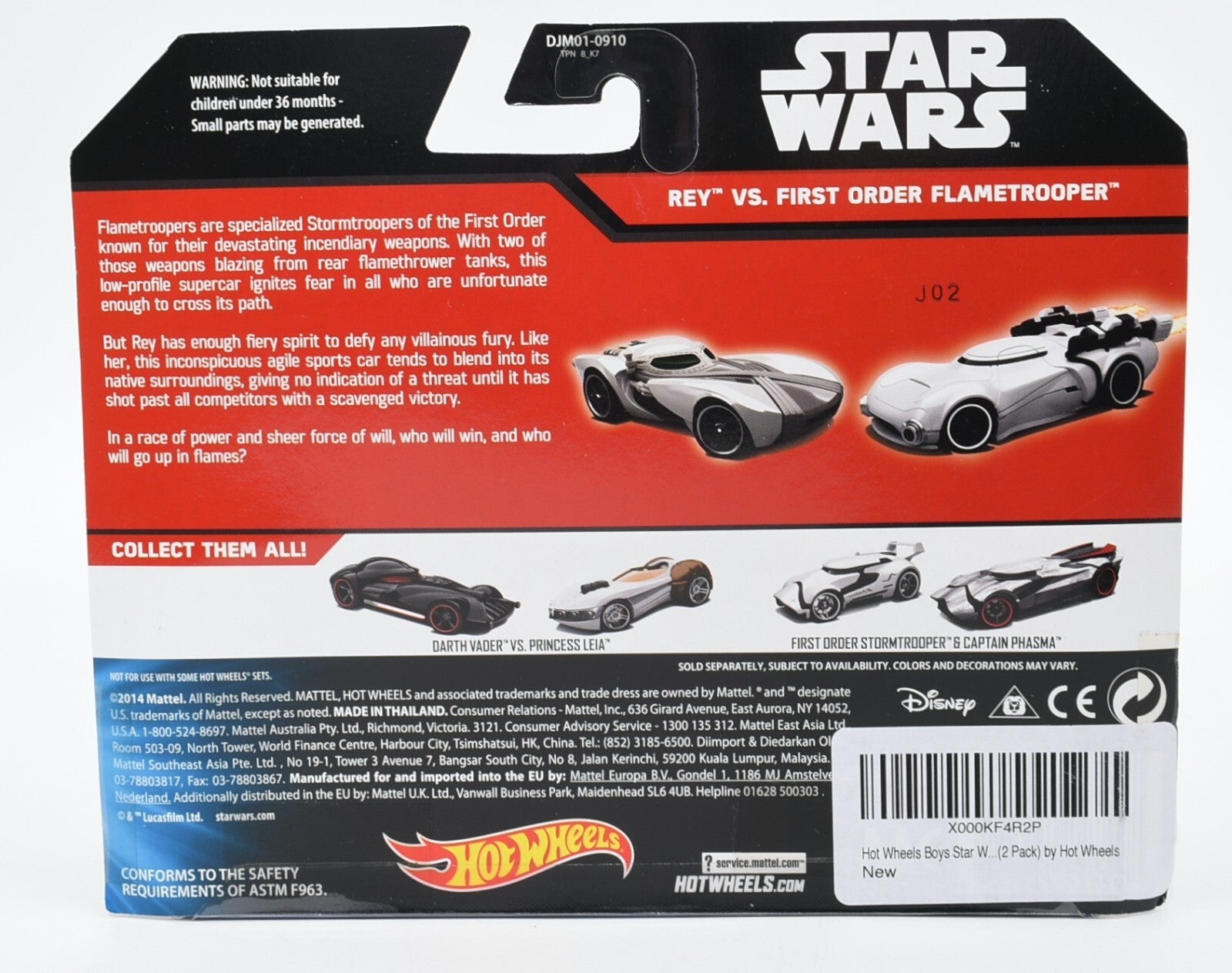 STAR WARS HOT WHEELS - 2pc Die-Cast Vehicle Pack -  Rey & Flametrooper