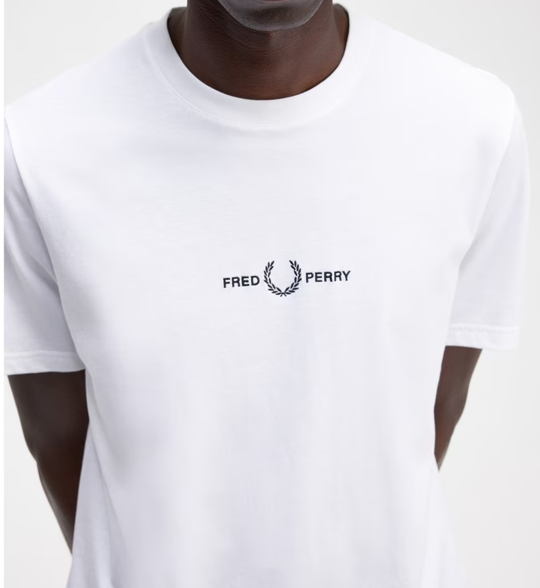Mens Fred Perry Embroidered Logo White T Shirt Size Small