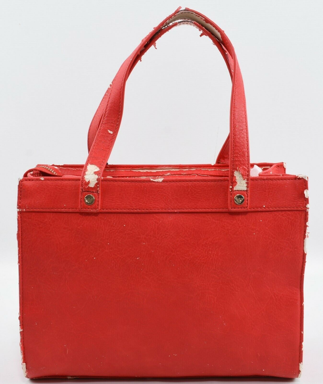 ARMANI JEANS Red Distressed Faux Leather Handbag - 'use until it's no use'