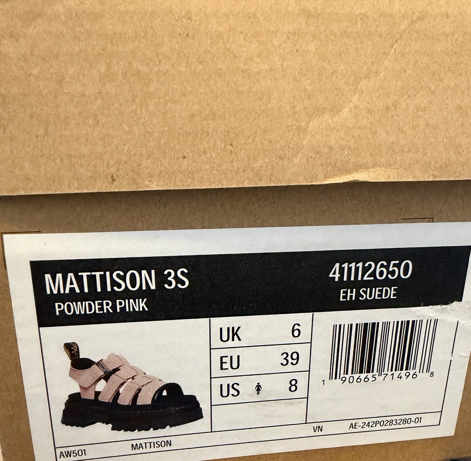 Dr. Martens Women's  Mattison 3 Strap  Platform Sandals Pink UK6