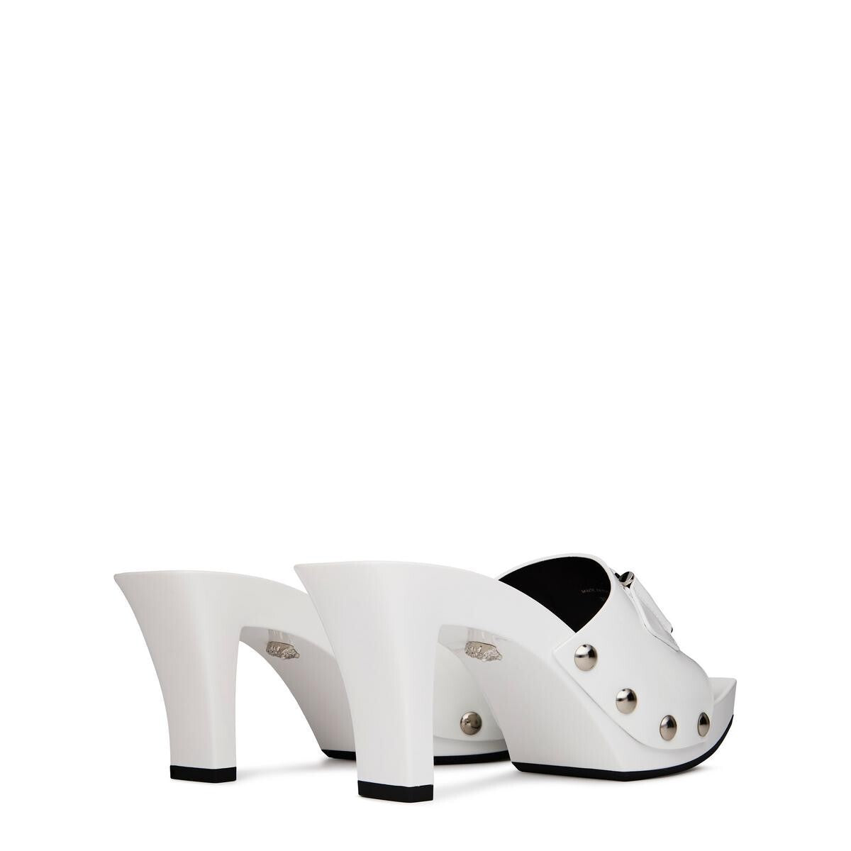 Versace Women's White Patent Leather Clog Mules Sandals Shoes UK4  IT 37 New