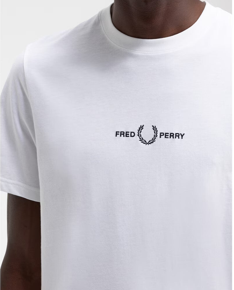 Mens Fred Perry Embroidered Logo White T Shirt Size Small