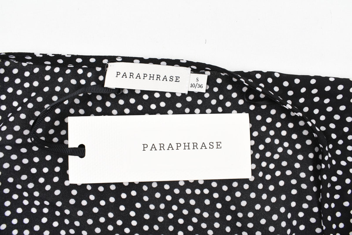 PARAPHRASE Womens Polka Dot Wrap Top, Black/White, size SMALL
