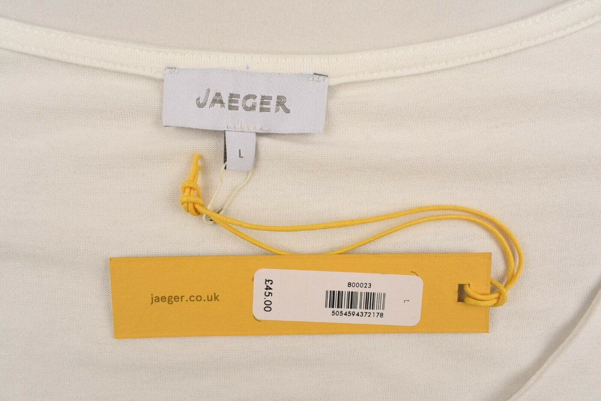 JAEGER Women's Long Sleeve Top, Cream, size Large