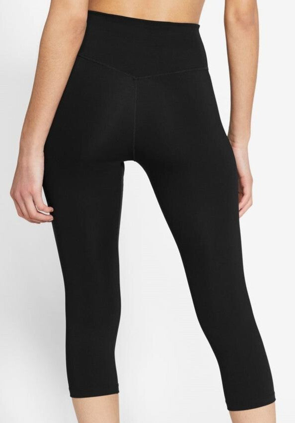 New Nike One Women's Dri -Fit Size XS Tight Mid Rise Capri Leggings Black