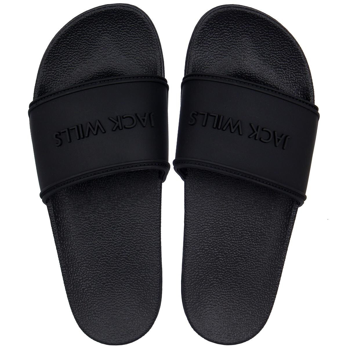 Womens Jack Wills Logo Sliders Black Size UK 3 - 4