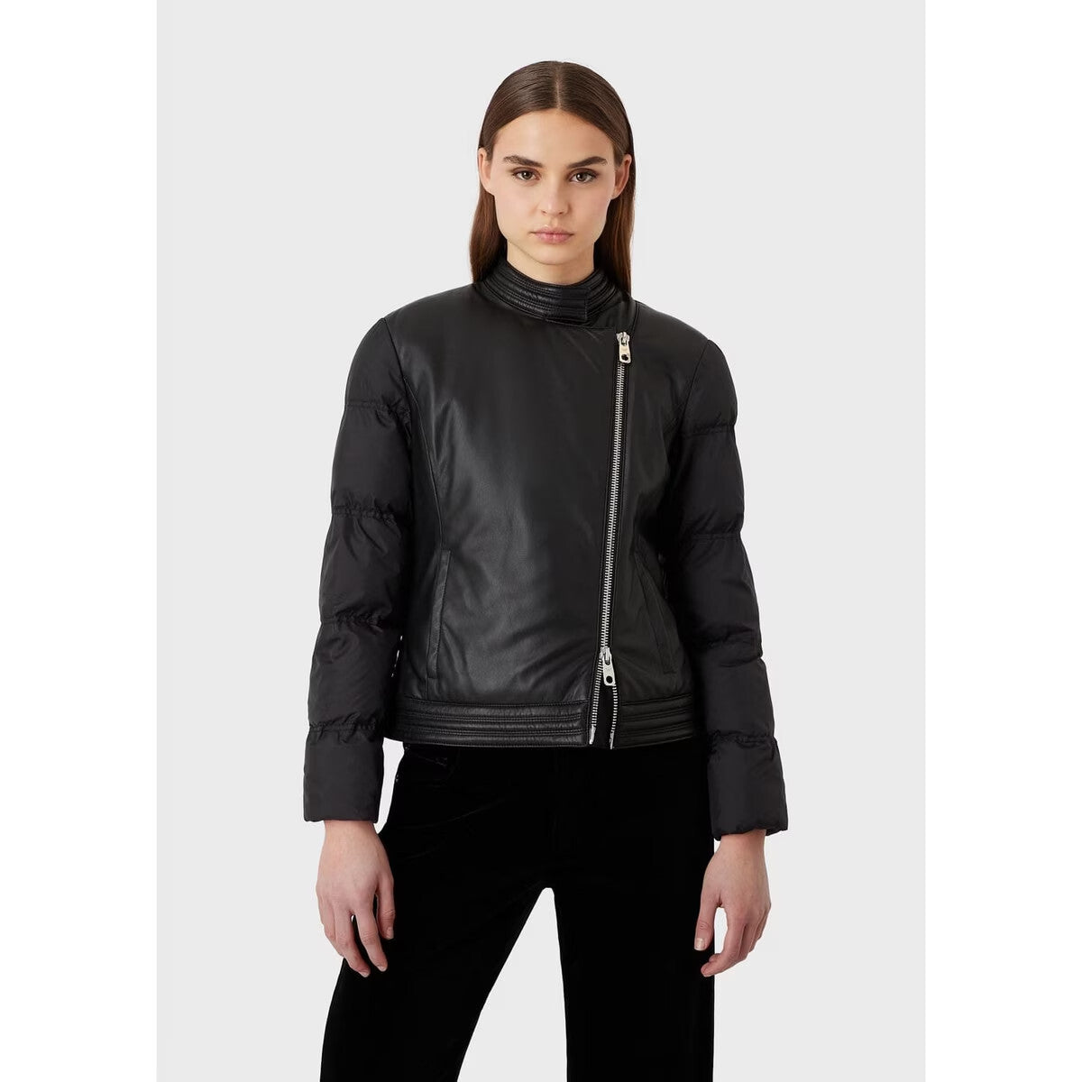 Womens Emporio Armani Leather Biker Jacket Size 8 Small