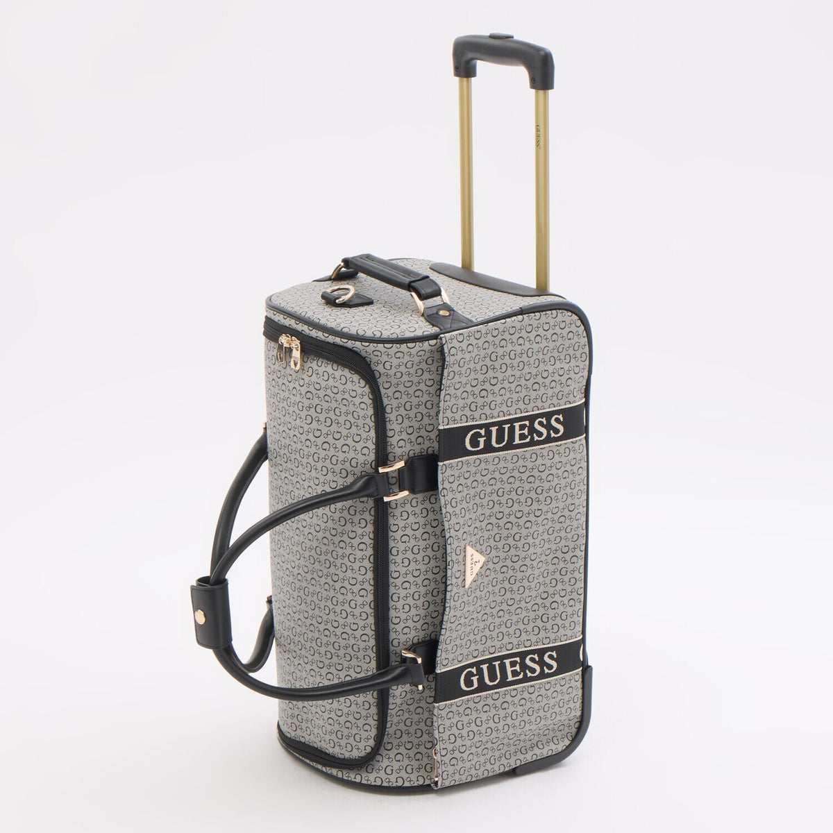 Guess Grey Logo Pattern Charlestown Wheeled Duffle Bag