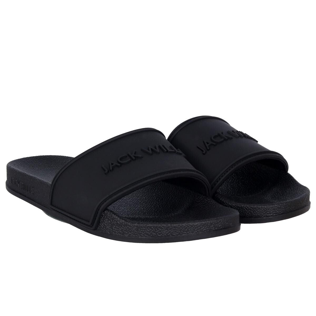 Womens Jack Wills Logo Sliders Black Size UK 3 - 4