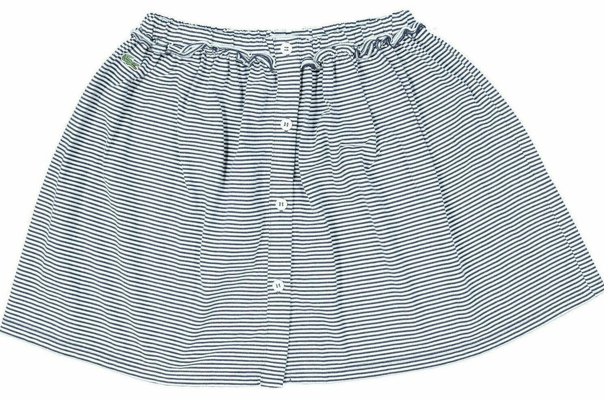 Genuine LACOSTE Girl's Skirt, Black and White Stripes, 10 years / 140cm