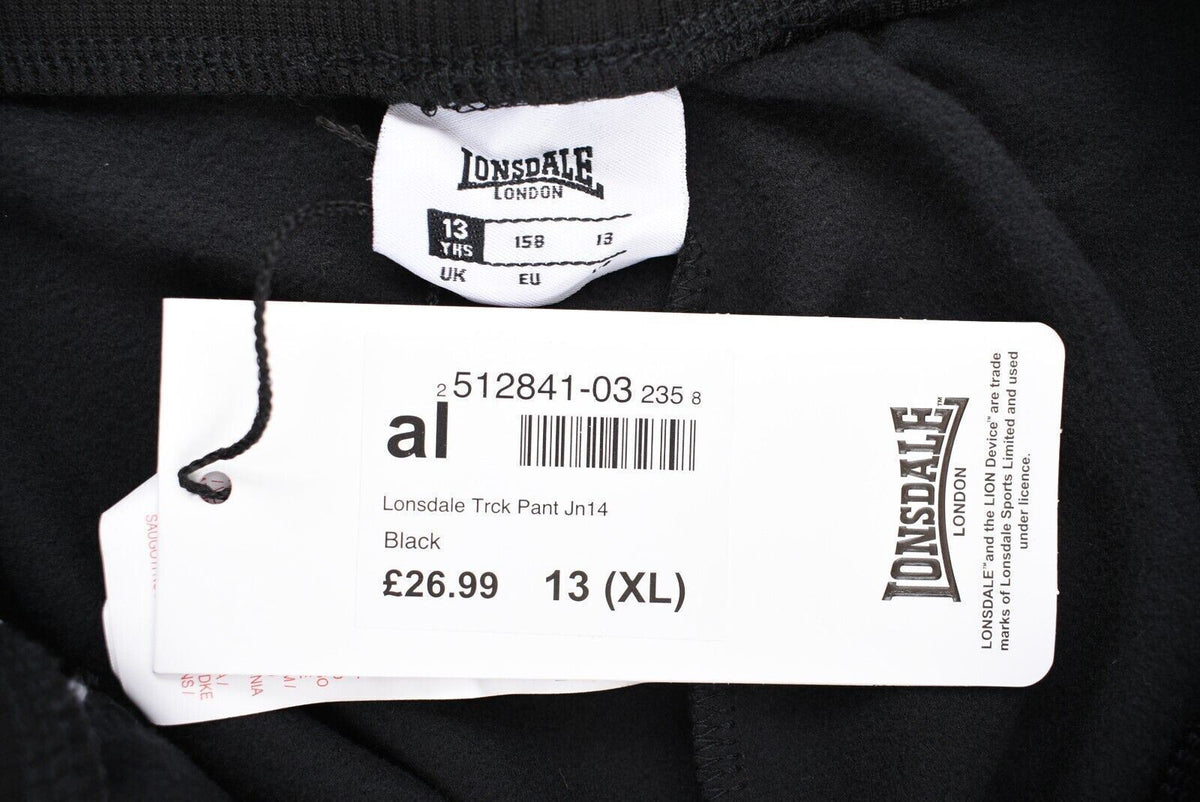 LONSDALE Girls Kids Track Pants, Joggers, Black/White, size 13 years