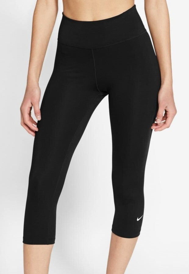 New Nike One Women's Dri -Fit Size XS Tight Mid Rise Capri Leggings Black