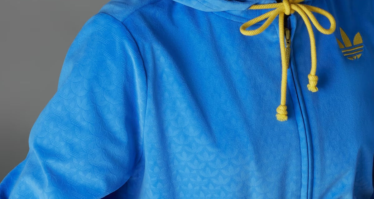 ADIDAS ORIGINALS ADICOLOR 70'S VELOUR ZIP CROPPED HOODIE  UK10 Small RRP £83