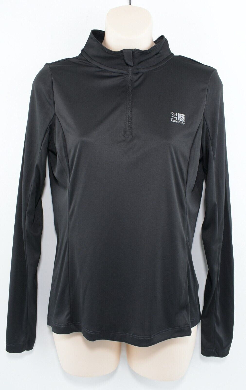 KARRIMOR Womens 1/4 Zip Long Sleeve Running Top, Black, size S /UK 10