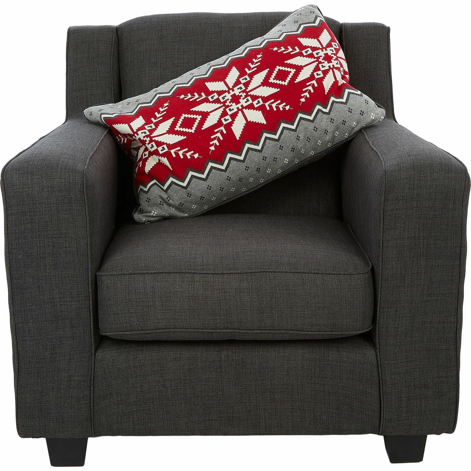 AMELIE HOME Red & Grey Festive Snowflake Feather Knitted Cushion 40x60cm