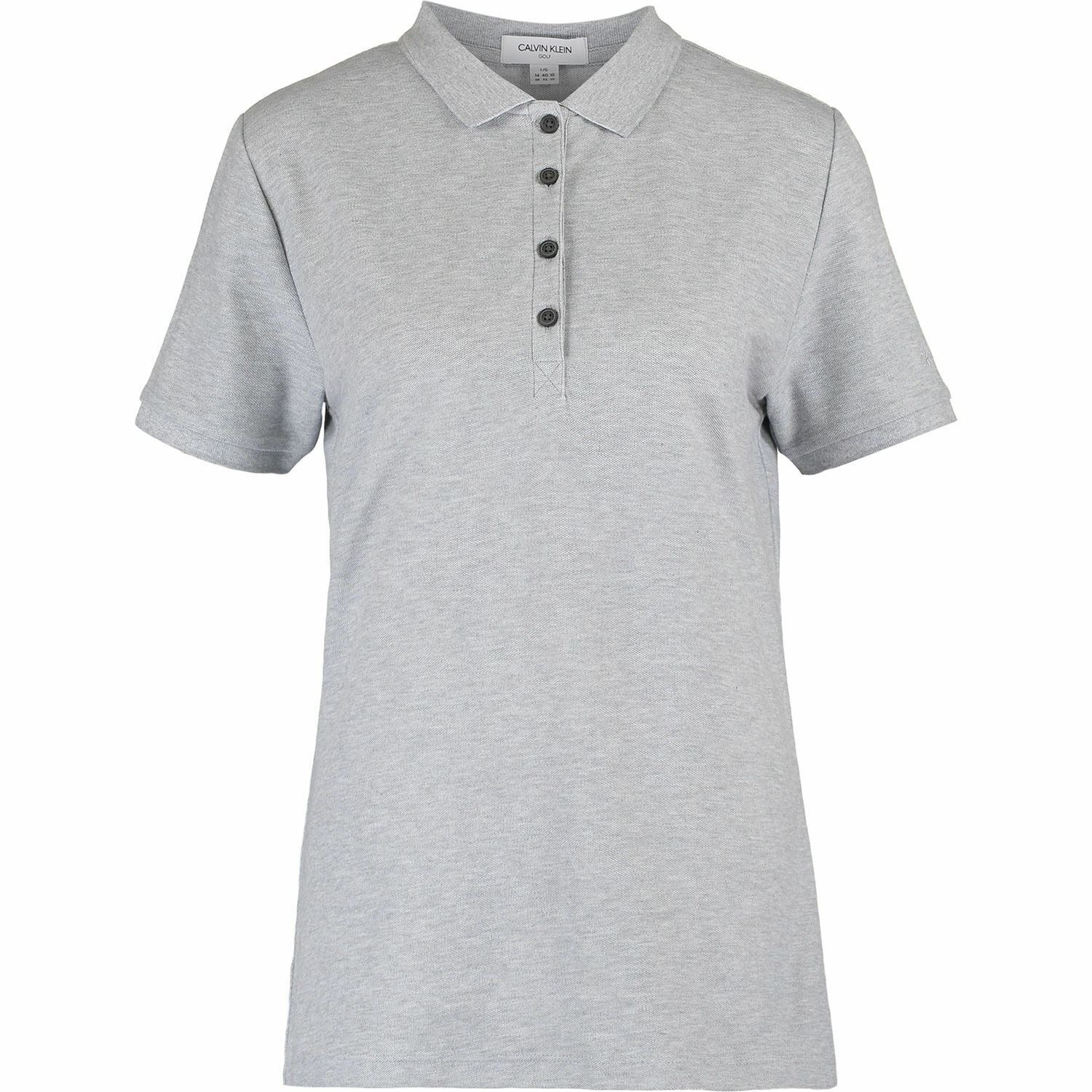 CALVIN KLEIN Women's Cotton Pique Polo Shirt, Grey, size S /size M