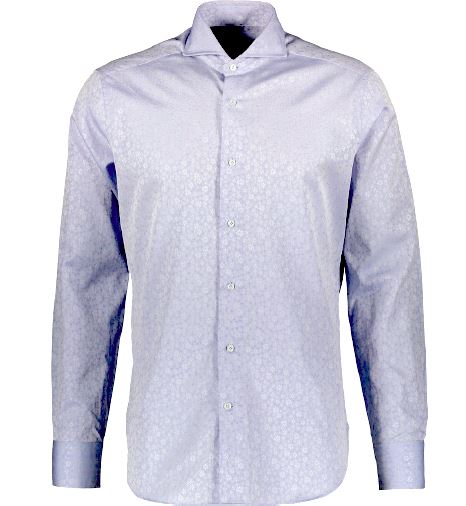 CRUCIANI Mens' Jacquard Pattern Cotton Shirt, Light Blue, Size L -16" collar