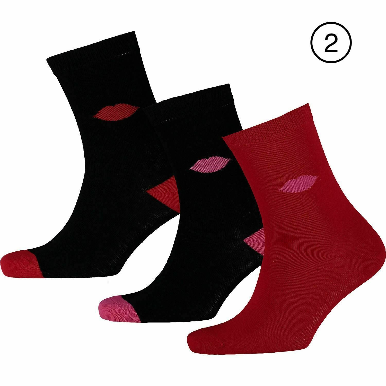 LULU GUINNESS WOMENS SOCKS 3-Pack size UK 4-8, Various designs