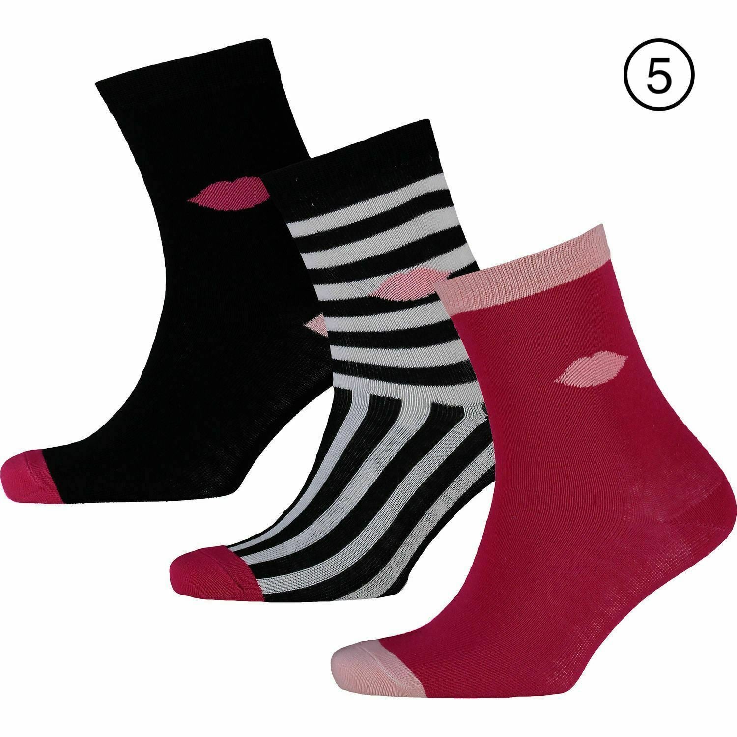 LULU GUINNESS WOMENS SOCKS 3-Pack size UK 4-8, Various designs