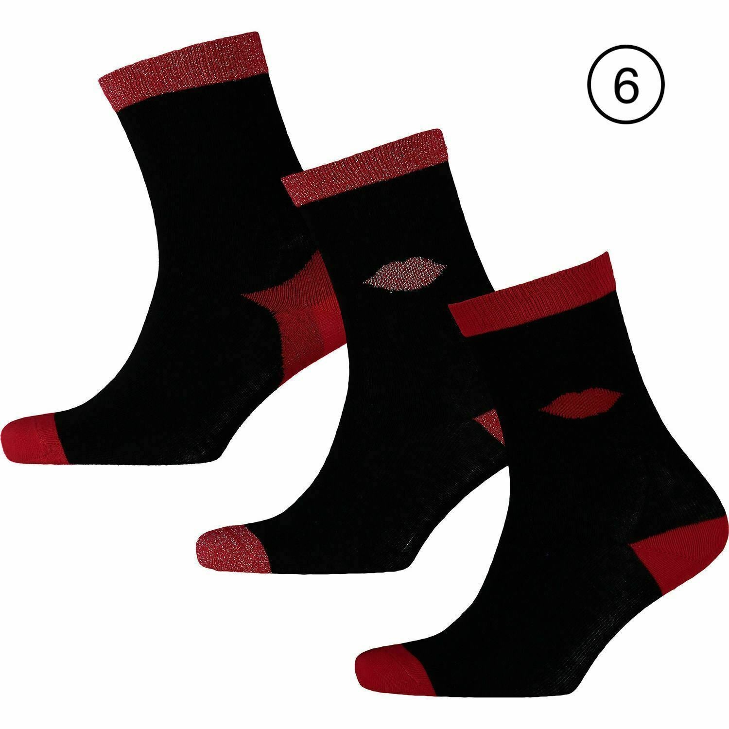 LULU GUINNESS WOMENS SOCKS 3-Pack size UK 4-8, Various designs