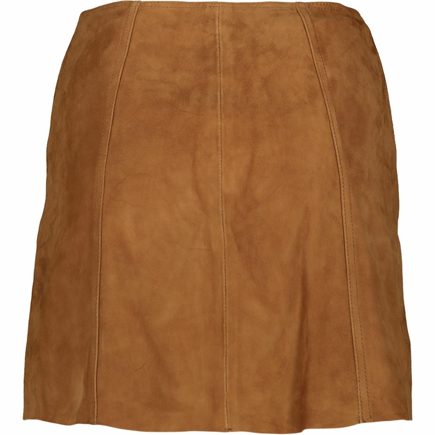 SUPERDRY -Women's Tan Button through Suede /Leather Skirt-XS, S, M, L