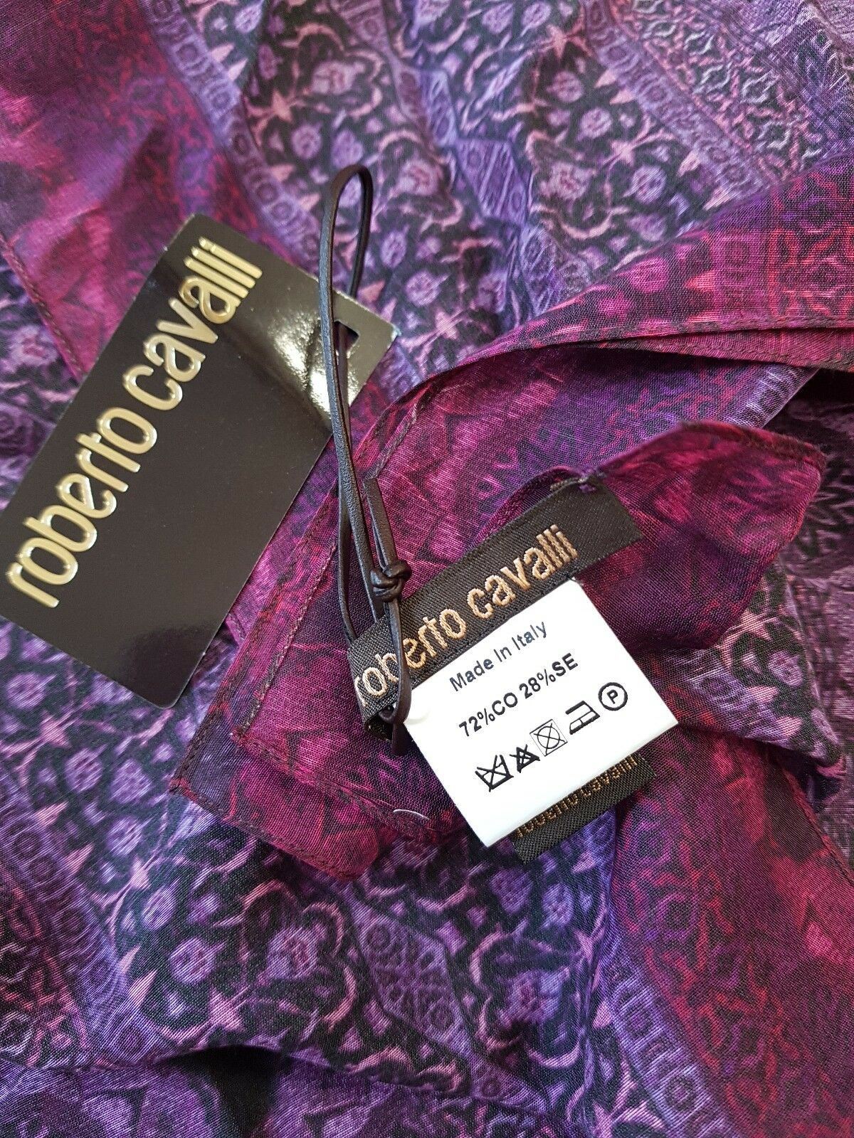 ROBERTO CAVALLI Women's /Men's Purple Bandana Pattern Scarf