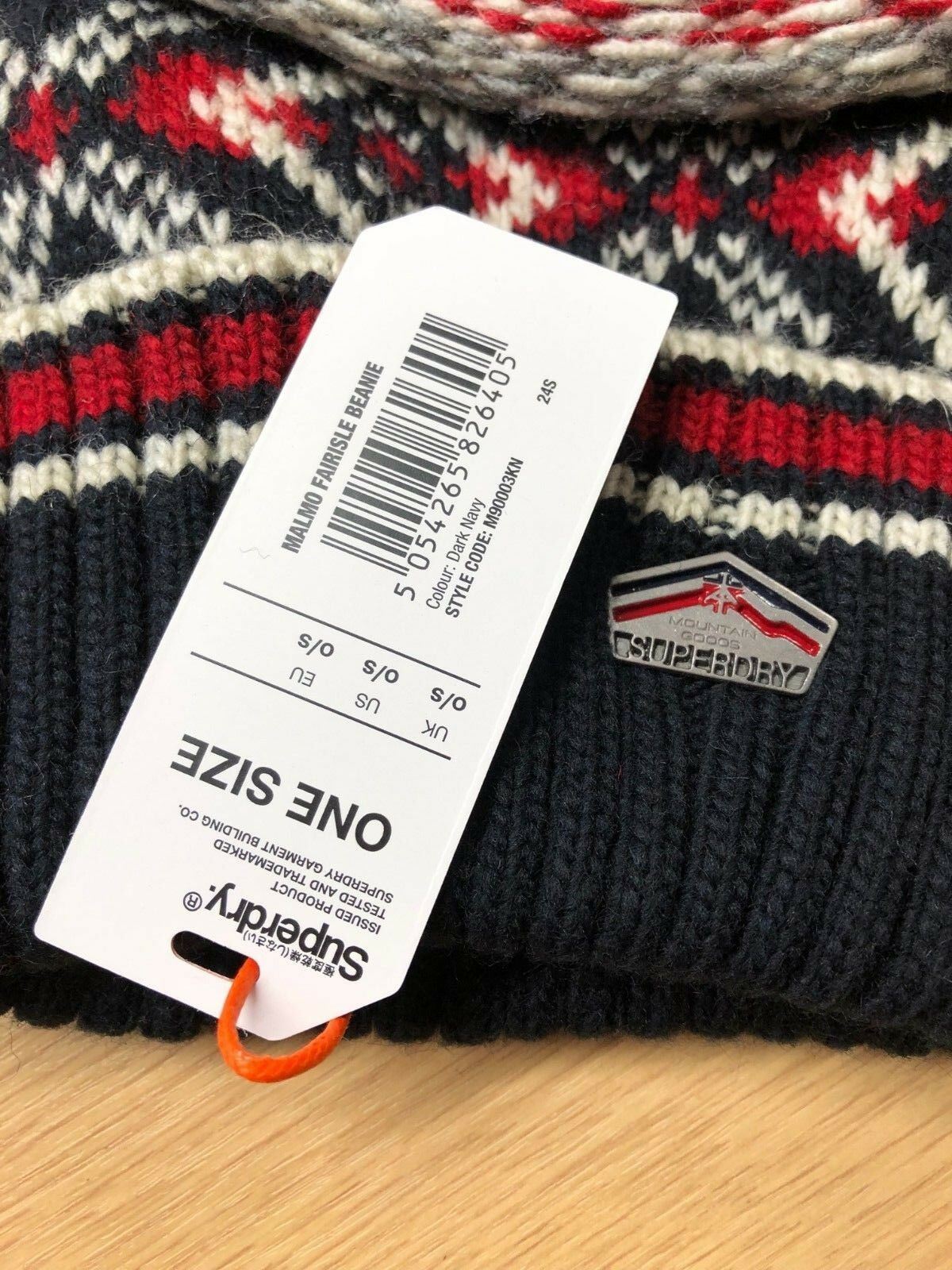 SUPERDRY Men's MALMO Fairisle Knitted Bobble Hat, Dark Navy, One Size