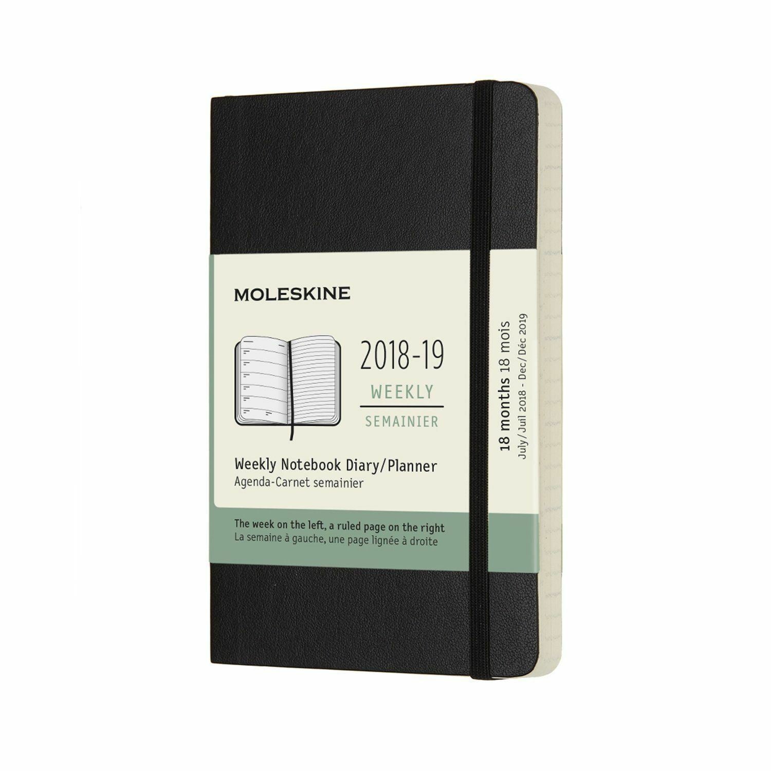 Moleskine 2018/19 18 Months Weekly Notebook Diary Hardcover Black 'Pocket'14x9cm