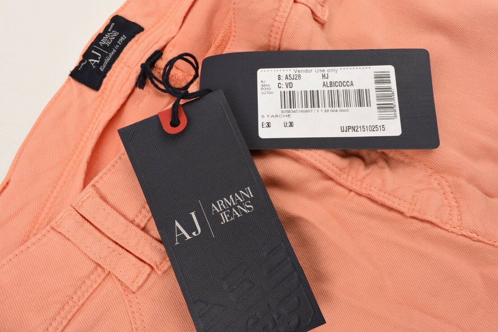 ARMANI JEANS Women's J28 Skinny Fit Twill Denim Jeans, Peach, sizes W26 W28 W30